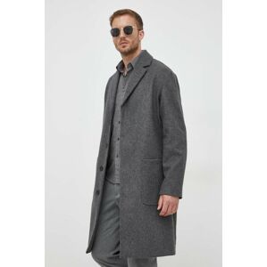 Vlněný kabát Calvin Klein šedá barva, přechodný