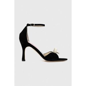 Semišové sandály Custommade Ashley Pearl Bow černá barva, 999621046