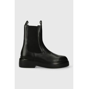 Kožené kotníkové boty GARMENT PROJECT June Chelsea dámské, černá barva, na plochém podpatku, GPW2406
