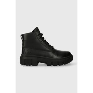 Kožené workery Timberland Greyfield Leather Boot dámské, černá barva, na plochém podpatku, TB0A5ZDR0011
