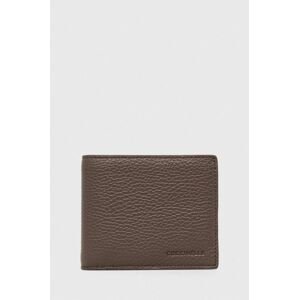 Kožená peněženka Coccinelle hnědá barva
