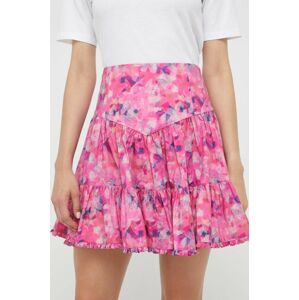 Bavlněná sukně Custommade růžová barva, mini, áčková