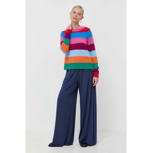 Kalhoty MAX&Co. dámské, tmavomodrá barva, široké, high waist