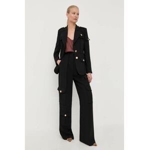 Kalhoty Elisabetta Franchi dámské, černá barva, jednoduché, high waist