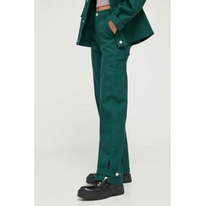 Kalhoty Sixth June dámské, zelená barva, jednoduché, high waist