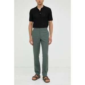 Plátěné kalhoty Bruuns Bazaar zelená barva, jednoduché