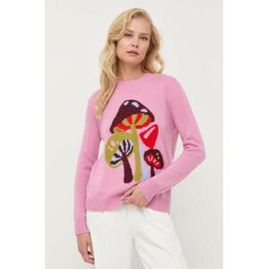 Vlněný svetr Weekend Max Mara dámský, růžová barva, lehký