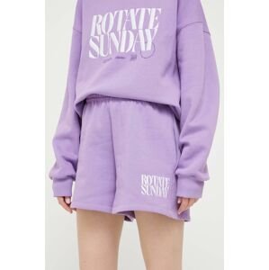 Bavlněné šortky Rotate fialová barva, s aplikací, high waist