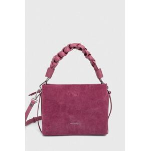 Semišová kabelka Coccinelle růžová barva