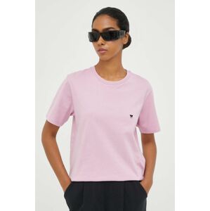 Bavlněné tričko Weekend Max Mara růžová barva