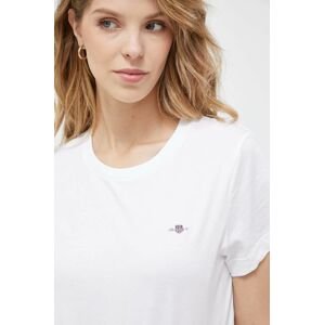 Bavlněné tričko Gant bílá barva