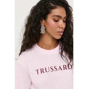 Bavlněné tričko Trussardi růžová barva