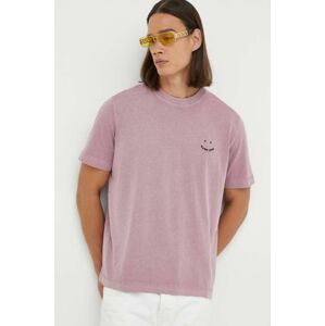 Bavlněné tričko PS Paul Smith růžová barva, s aplikací