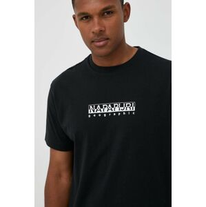 Bavlněné tričko Napapijri S-Box černá barva, s potiskem, NP0A4H8S0411