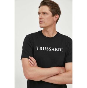 Bavlněné tričko Trussardi černá barva, s potiskem