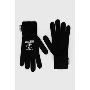 Vlněné rukavice Moschino pánské, černá barva