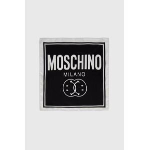 Hedvábný kapesníček Moschino x Smiley černá barva