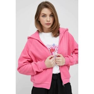 Mikina Vero Moda dámská, růžová barva, s kapucí, hladká