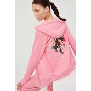 Mikina Femi Stories Andel dámská, růžová barva, s kapucí, s aplikací