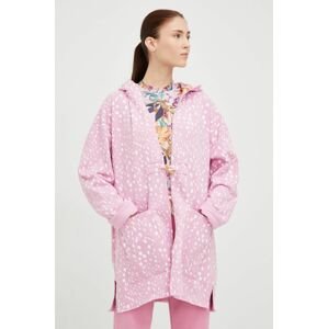 Mikina Femi Stories Lovin dámská, růžová barva, s kapucí, vzorovaná