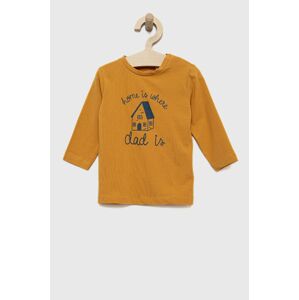 Dětské tričko s dlouhým rukávem Name it žlutá barva, s potiskem