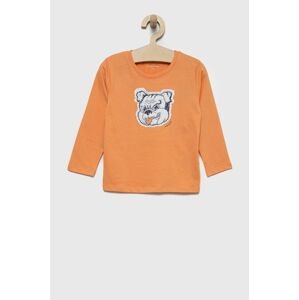 Dětská bavlněná košile s dlouhým rukávem Tom Tailor oranžová barva, s aplikací