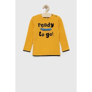 Dětská bavlněná košile s dlouhým rukávem Birba&Trybeyond žlutá barva, s aplikací
