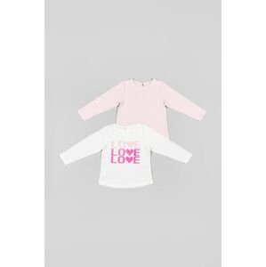 Kojenecké tričko s dlouhým rukávem zippy 2-pack růžová barva