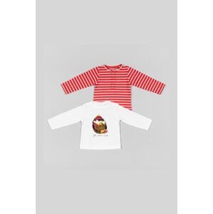 Dětská bavlněná košile s dlouhým rukávem zippy 2-pack červená barva