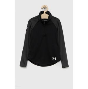 Dětské tričko s dlouhým rukávem Under Armour černá barva, s golfem