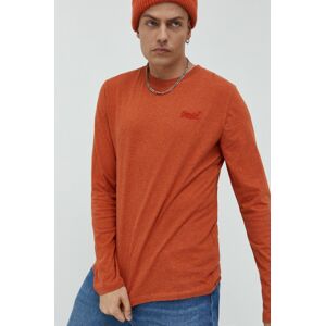 Bavlněné tričko s dlouhým rukávem Superdry oranžová barva