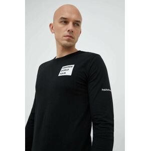 Bavlněné tričko s dlouhým rukávem Peak Performance černá barva, s aplikací