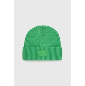 Vlněný klobouk Only zelená barva, z husté pleteniny