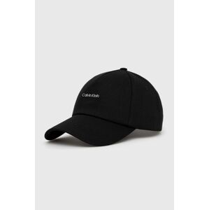 Bavlněná čepice Calvin Klein černá barva, hladká