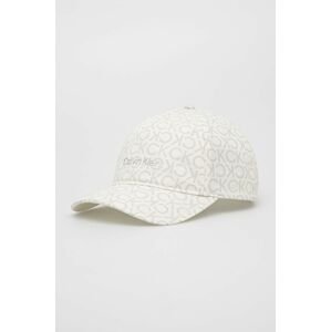Bavlněná čepice Calvin Klein bílá barva, vzorovaná