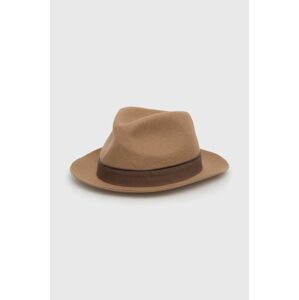 Vlněný klobouk Coccinelle hnědá barva, bavlněný