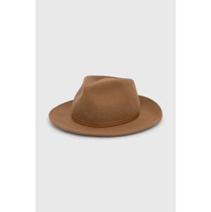 Vlněný klobouk Coccinelle hnědá barva, vlněný