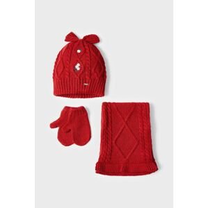 Dětská čepice, šála a rukavice Mayoral červená barva