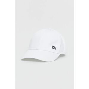 Bavlněná čepice Calvin Klein bílá barva, hladká