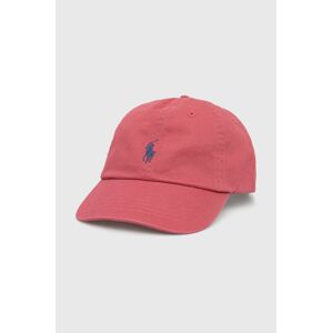 Bavlněná čepice Polo Ralph Lauren růžová barva, hladká
