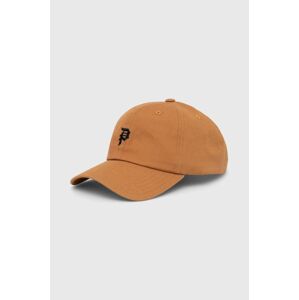 Bavlněná baseballová čepice Primitive hnědá barva, s aplikací
