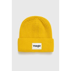 Čepice Wrangler žlutá barva, z husté pleteniny