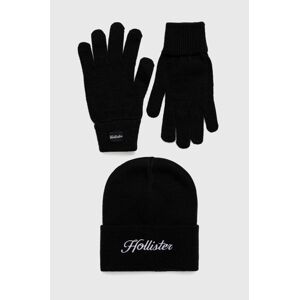 Čepice a rukavice Hollister Co. černá barva