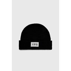 Čepice z vlněné směsi Young Poets Society Noa Logo 224 černá barva, z tenké pleteniny