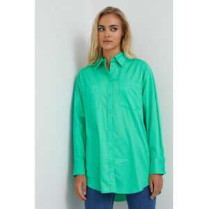 Bavlněné tričko Y.A.S zelená barva, relaxed, s klasickým límcem