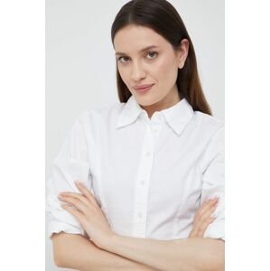 Bavlněné tričko Selected Femme bílá barva, slim, s klasickým límcem