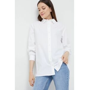 Bavlněné tričko Selected Femme bílá barva, relaxed, s klasickým límcem