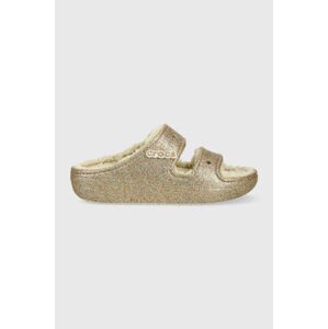 Pantofle Crocs Classic Cozzzy Glitter Sandal zlatá barva