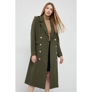 Vlněný kabát Y.A.S zelená barva, přechodný, dvouřadový