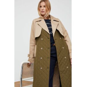 Kabát Y.A.S dámský, béžová barva, přechodný, dvouřadový